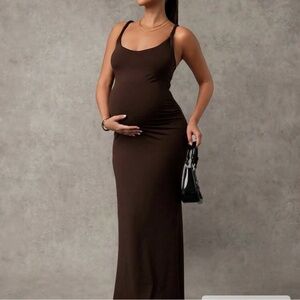 Elegant Brown Maternity Dress